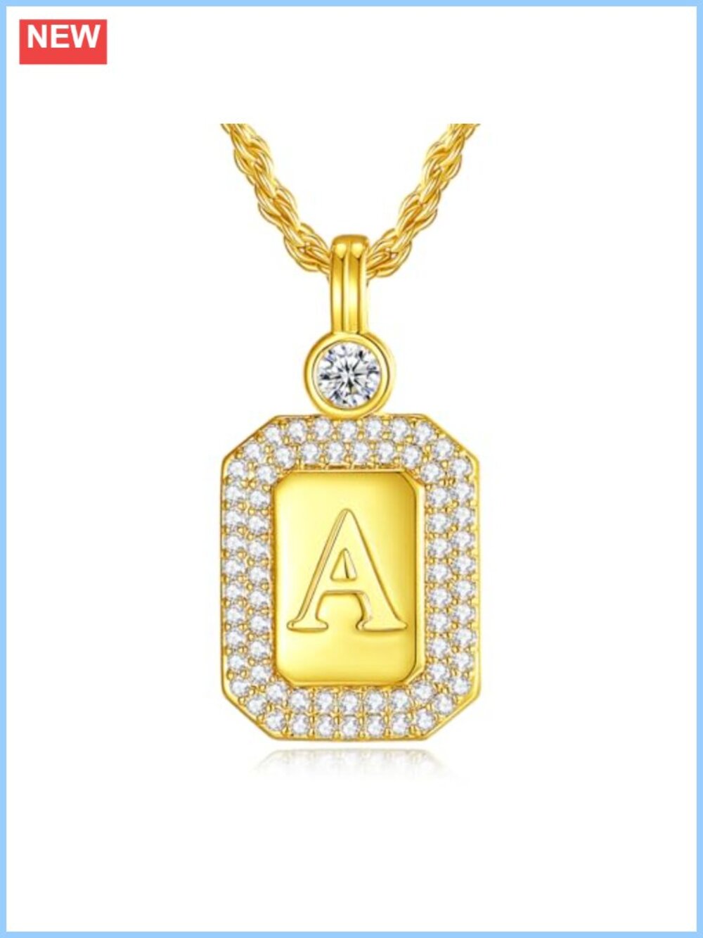 24K Gold Filled 925 Sterling Silver Initial Necklace Rope Chain Gift